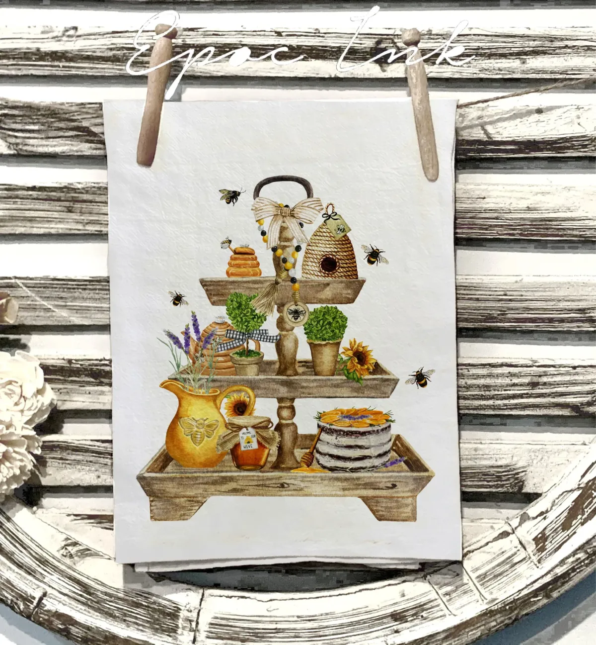 Bee Tiered Tray flour sack towel