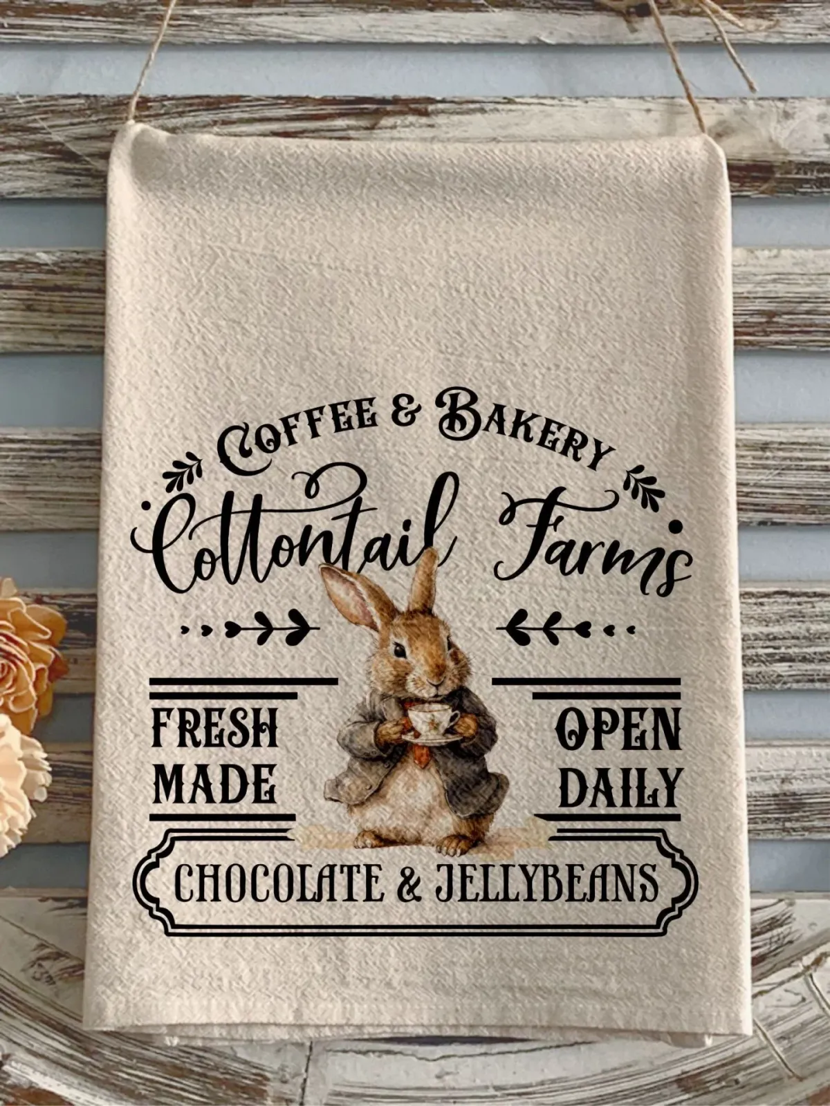 Easter Bunny Rabbit Happy Easter coffee towel