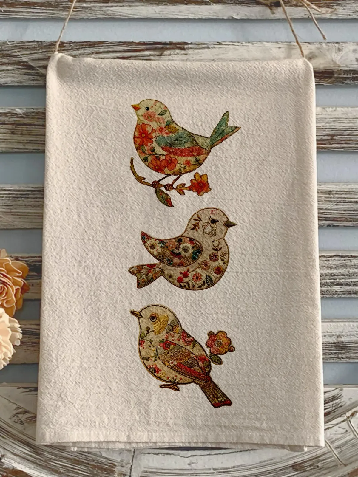 Fall flour sack bird on a branch